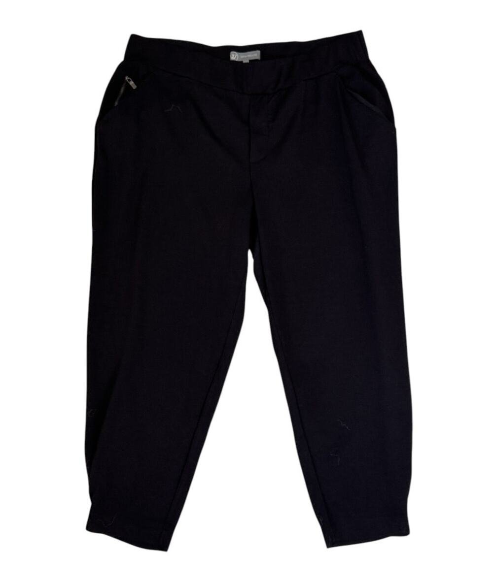 NEW WIT & WISDOM Black Flat Front Pockets Pull On Ankle Pants Plus Size 3X